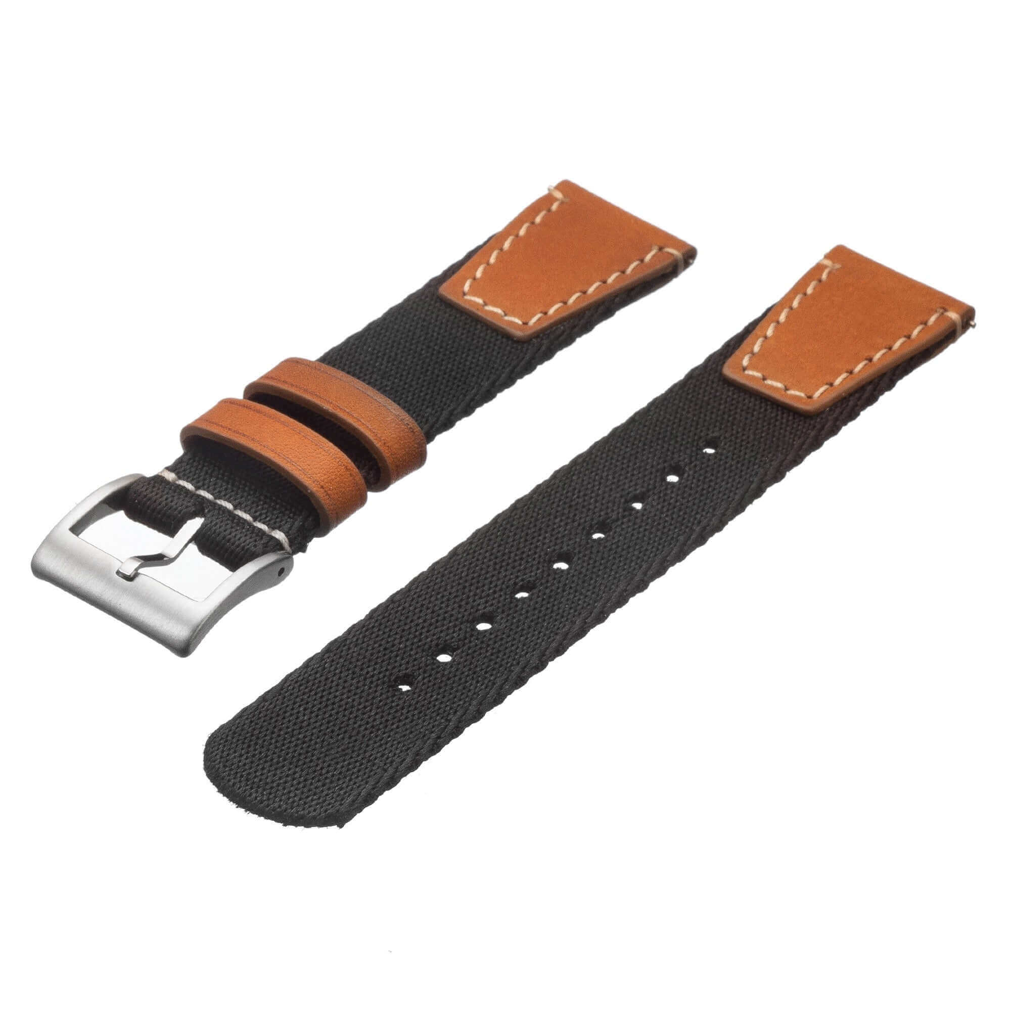 Black Two Piece Nylon Leather Military Strap - Image 3