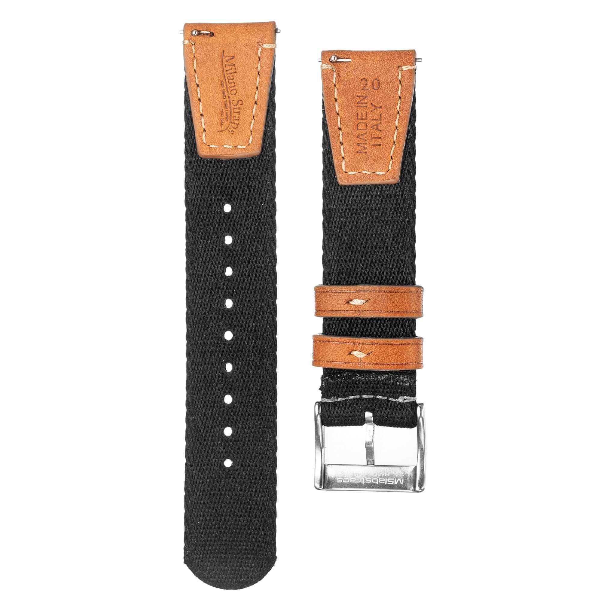 Black Two Piece Nylon Leather Military Strap - Image 4