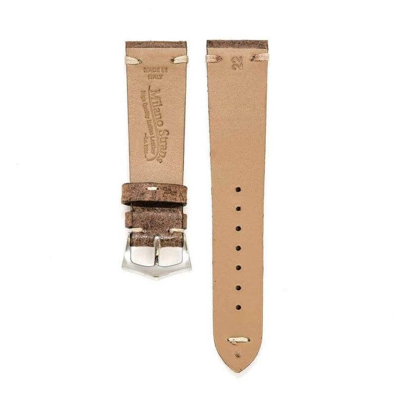 Hand Brushed Dark Brown Vintage Leather Watch Strap - Image 3