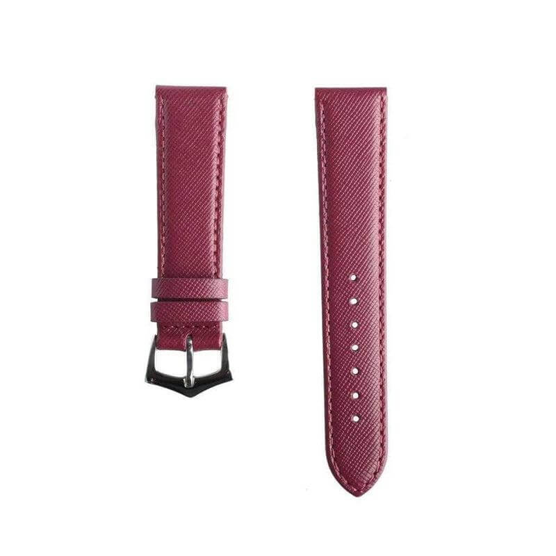 Burgundy Saffiano Folded Edge Burgundy Stitches Watch Strap - Image 3