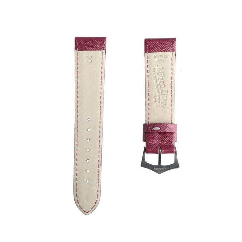Burgundy Saffiano Folded Edge Burgundy Stitches Watch Strap - Image 4