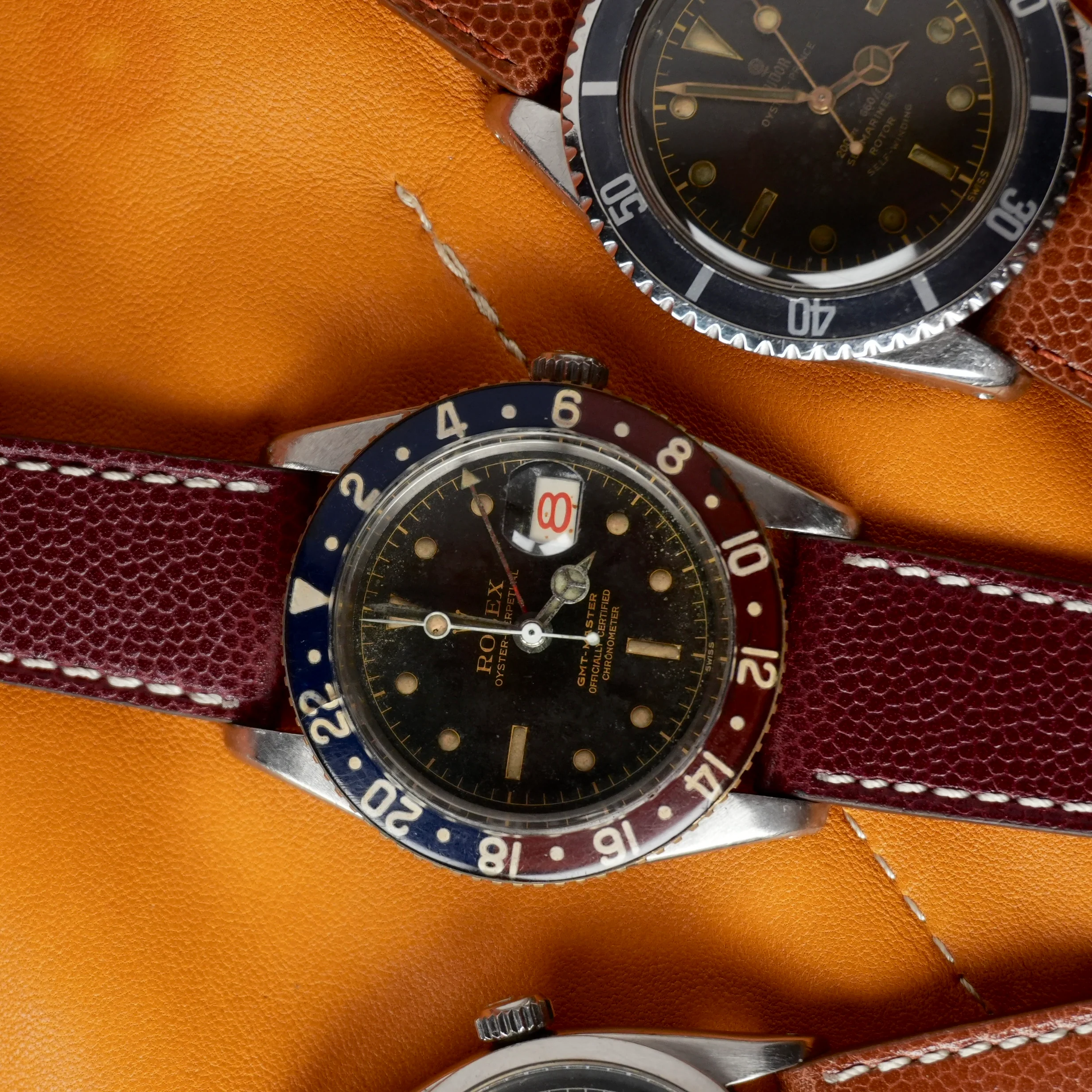 Black Leather Watch Strap Hammered Calfskin - Image 5