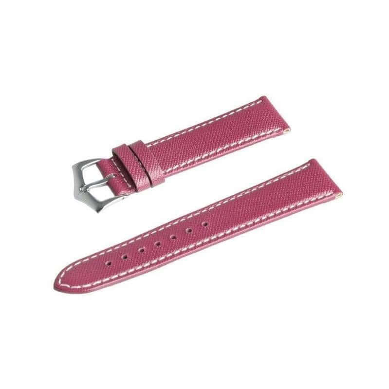 Burgundy Saffiano Folded Edge White Stitches Watch Strap - Image 3