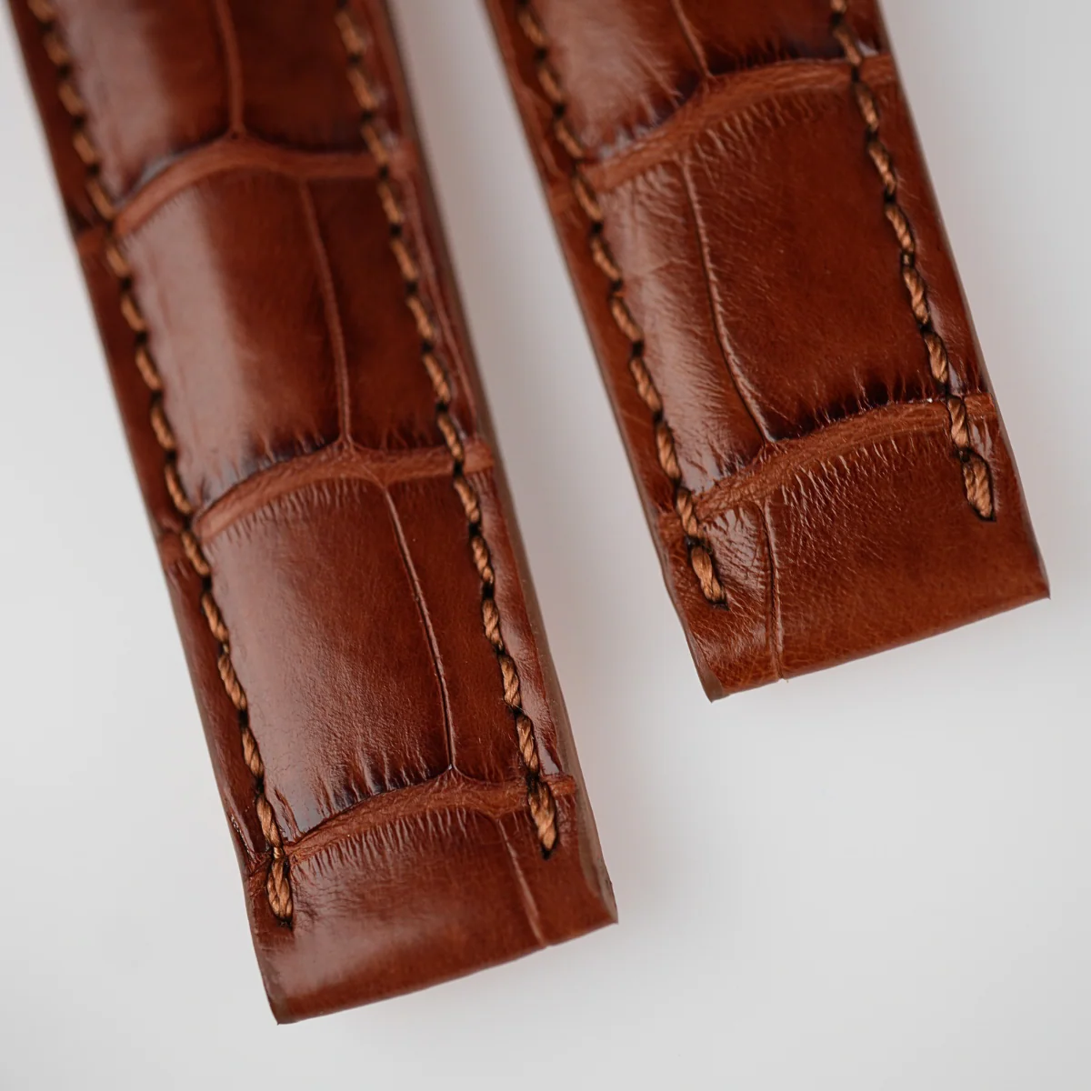 Italian Cognac Brown Alligator Leather Strap for Rolex Daytona | Brown Stitching - Image 5