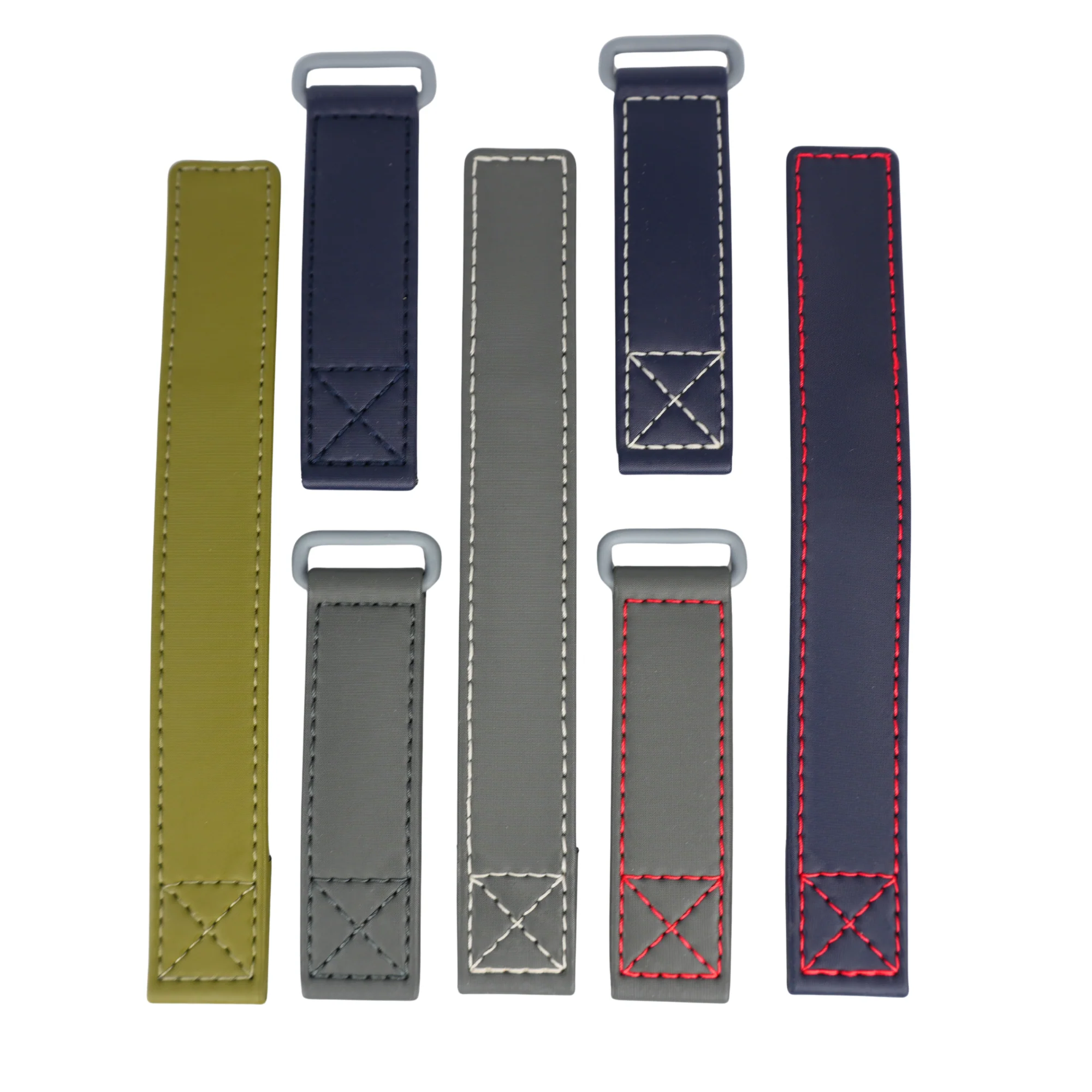 Green Velcro Watch Band Ecru Stitches 20mm - Image 4