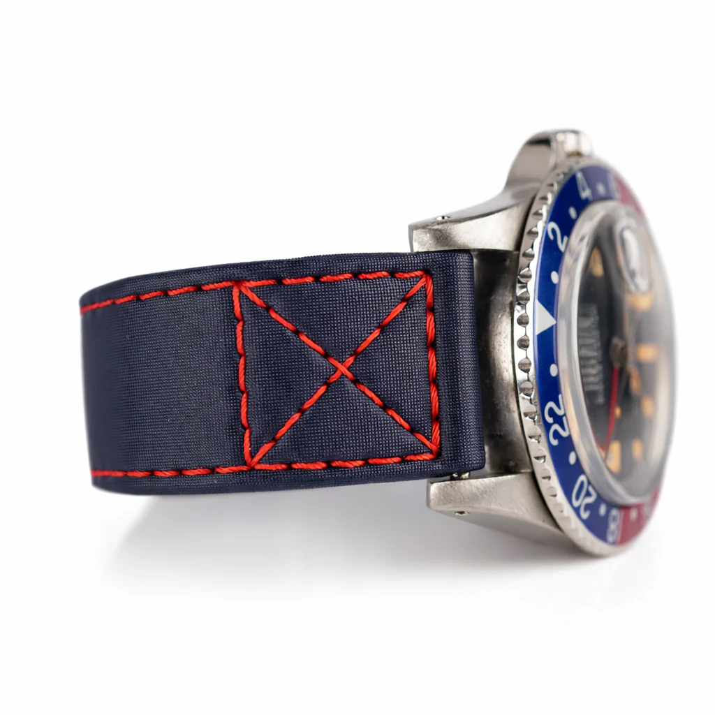 Green Velcro Watch Band Ecru Stitches 20mm - Image 7