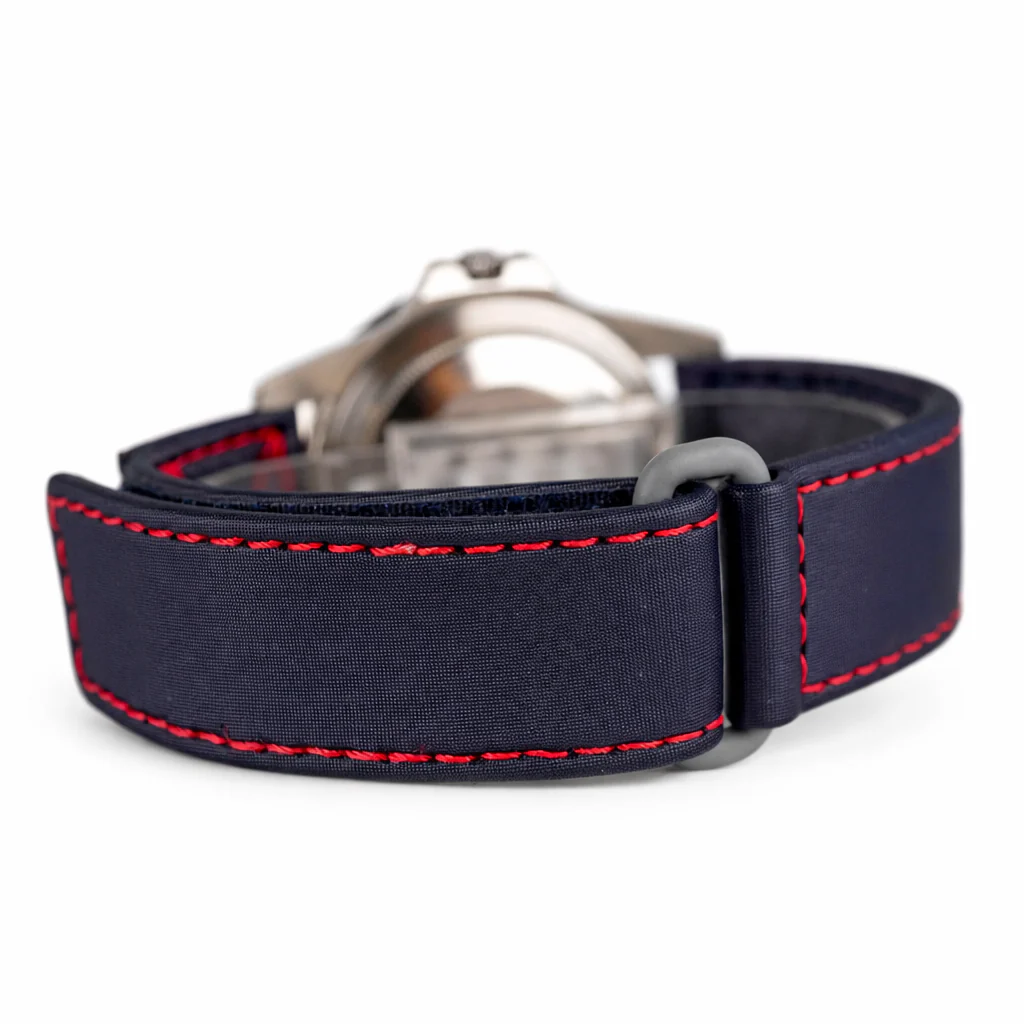 Green Velcro Watch Band Ecru Stitches 20mm - Image 8