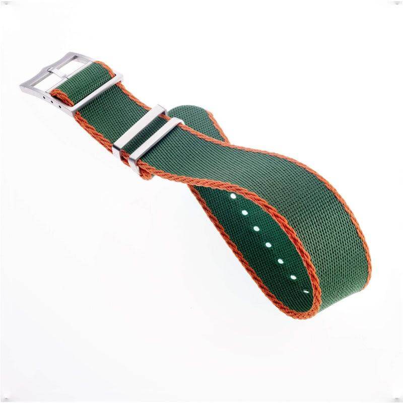 Green Premium Nylon Military Watch Strap with Orange - Tudor Watch Style - Image 3