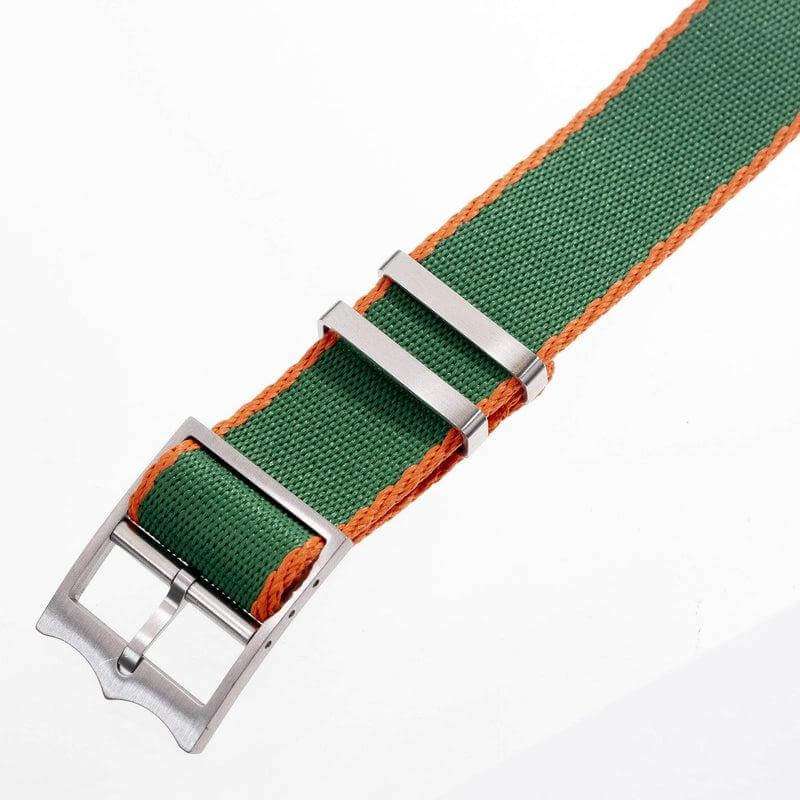 Green Premium Nylon Military Watch Strap with Orange - Tudor Watch Style - Image 4