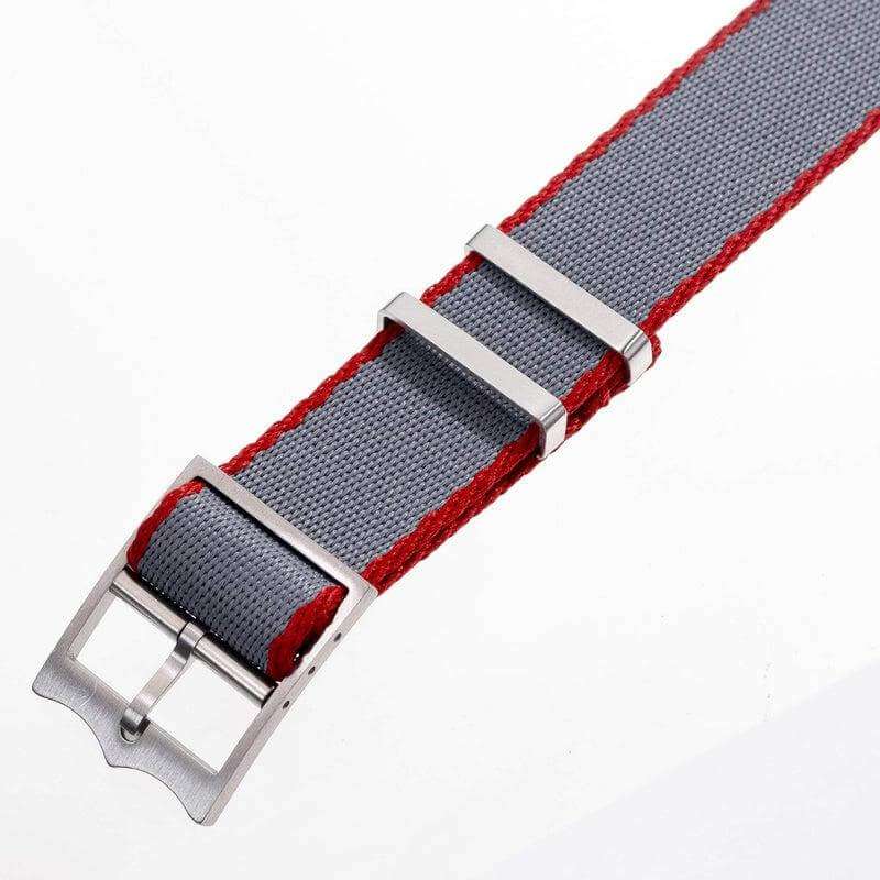 Grey Premium Nylon Military Watch Strap with Red - Single Pass - Image 4