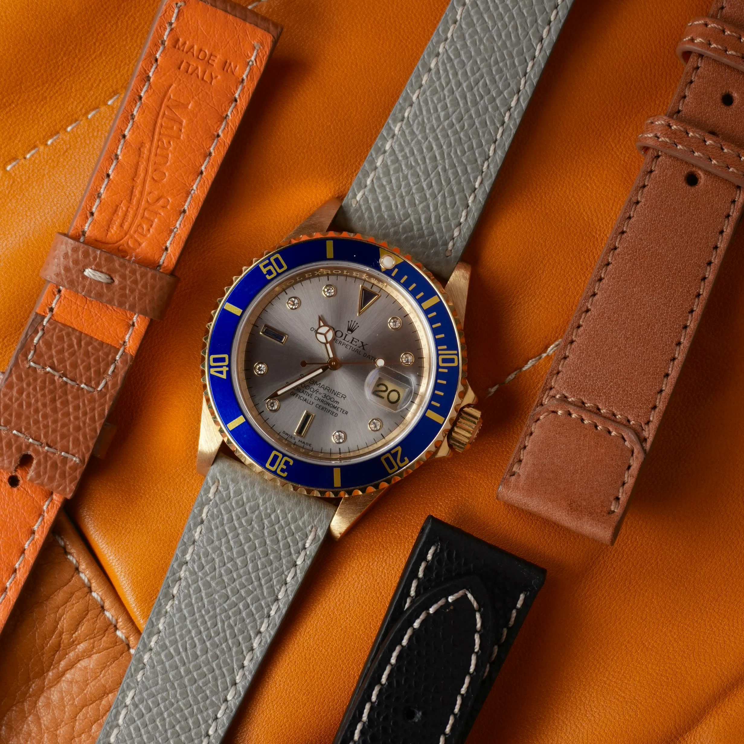 Light Blue Saffiano Leather Watch Strap - Image 5