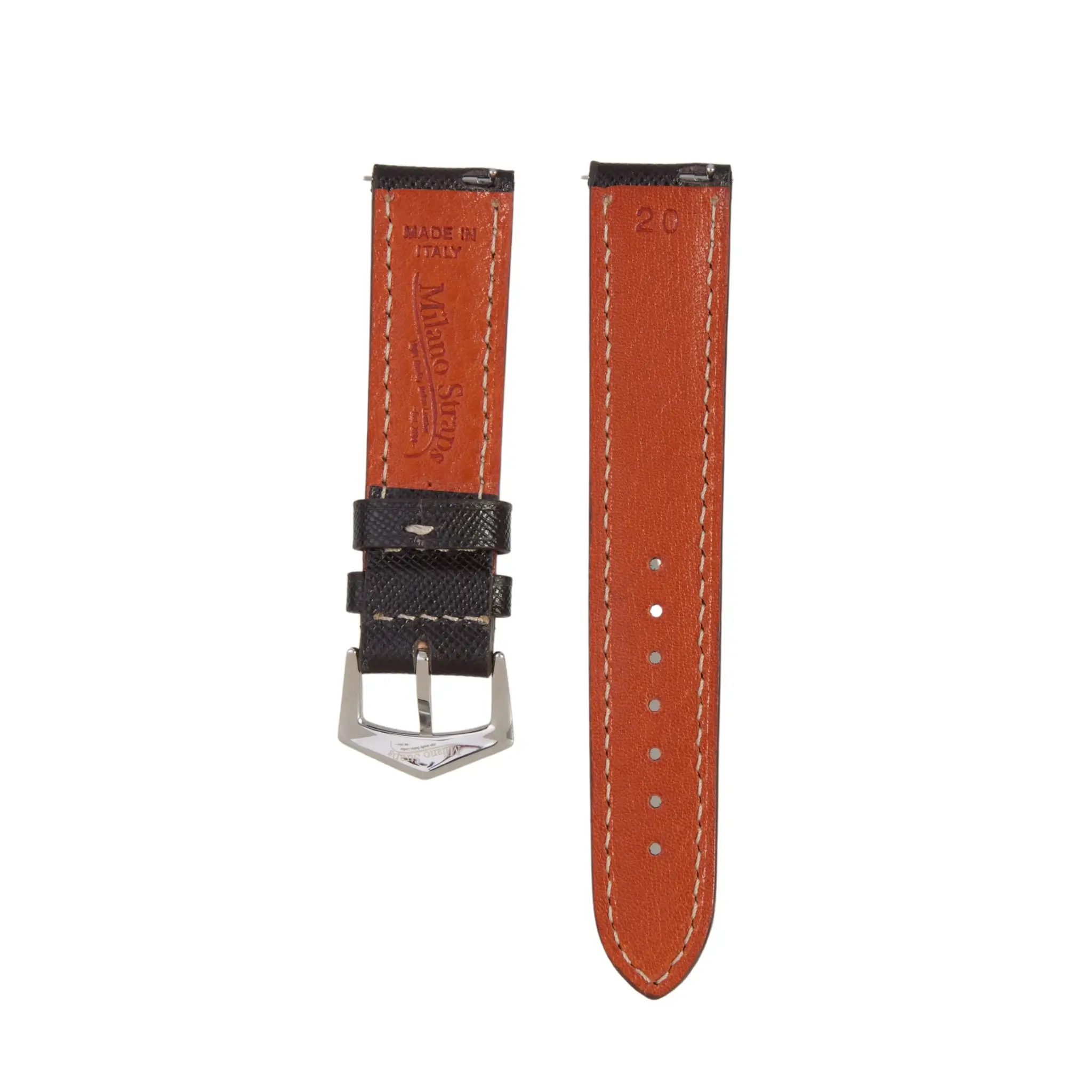 Black Saffiano Leather Watch Strap - Image 3