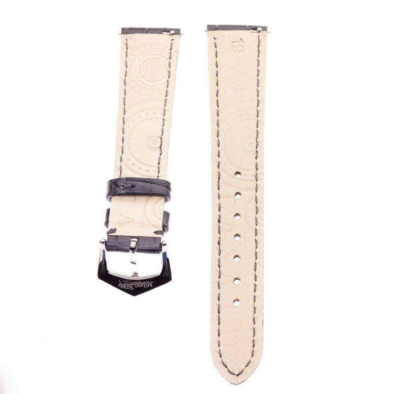 Matt Dark Grey Alligator Watch Strap - Image 5