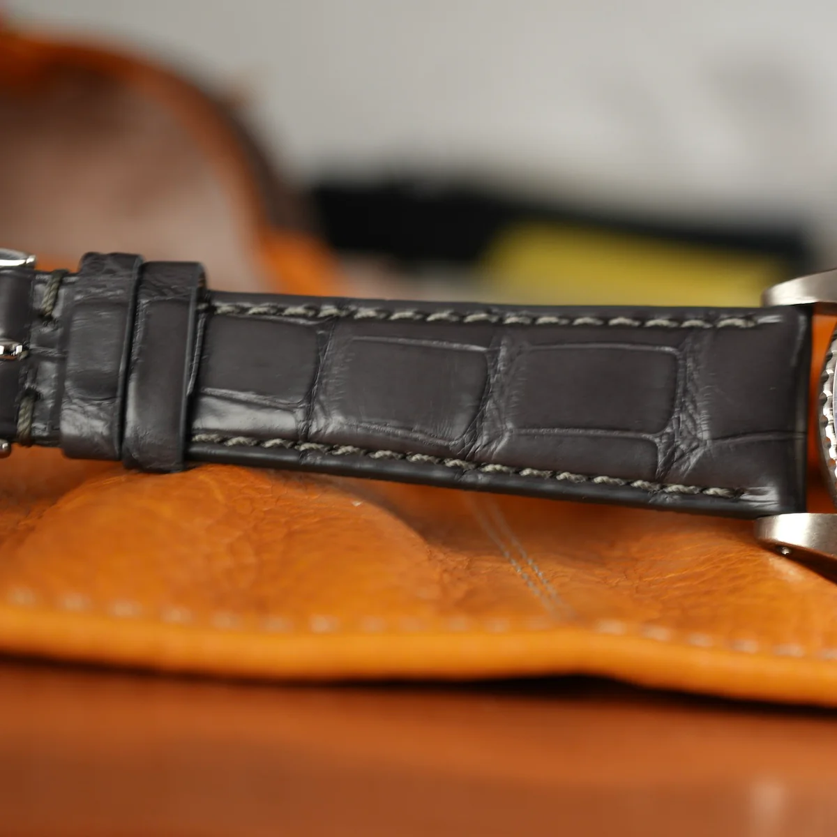 Matt Dark Grey Alligator Watch Strap - Image 9