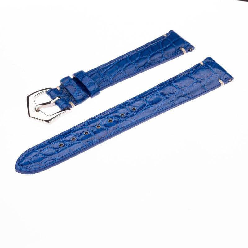 Matt Light Blue Alligator Minimal Stitches Watch Strap - Image 5