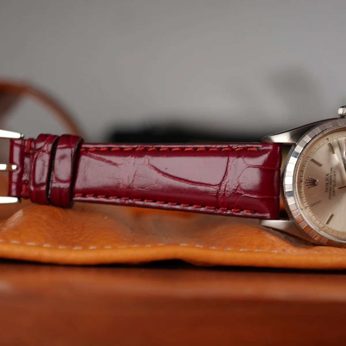 Millenium Burgundy Alligator Watch Strap - Image 9