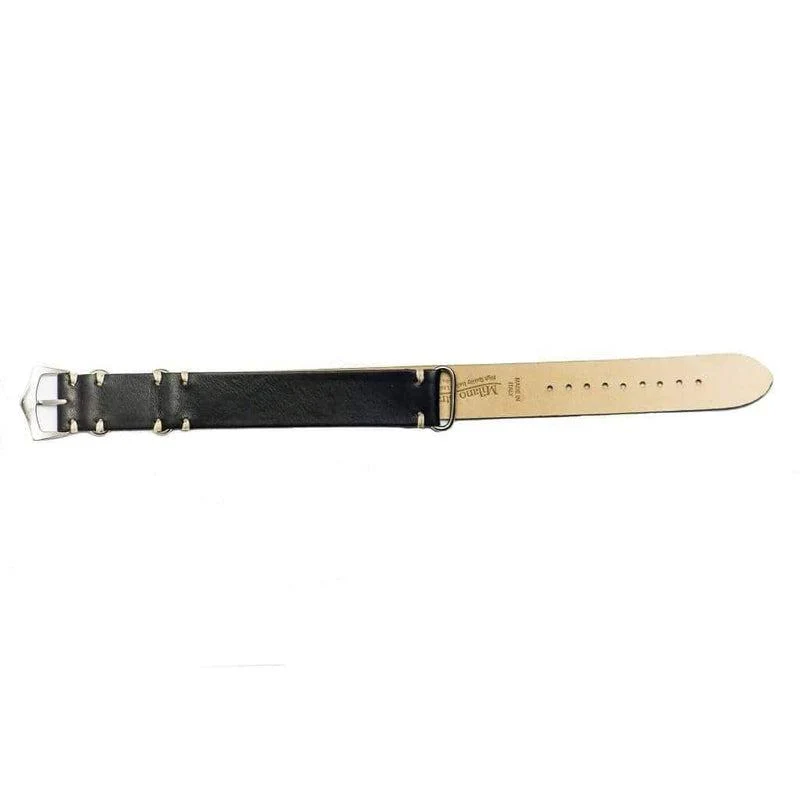 Military Leather Black Italian Leather Strap - Image 3