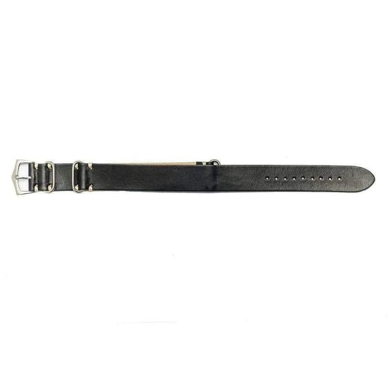 Military Leather Black Italian Leather Strap - Image 4