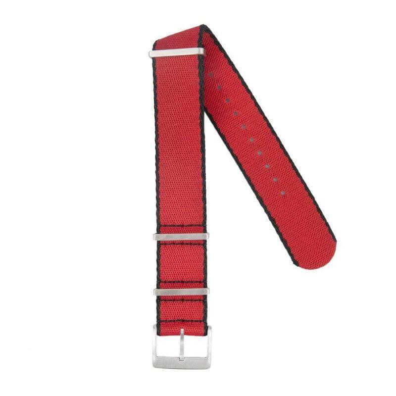 Premium Red Nylon Military Watch Strap with Black Borders