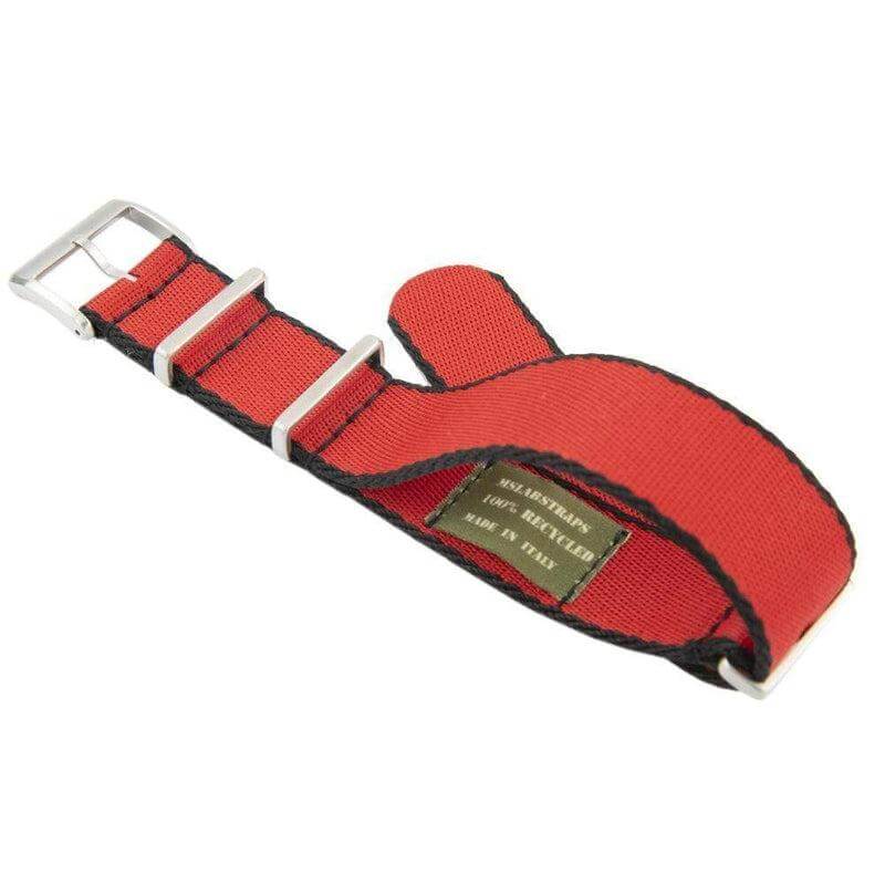 Premium Red Nylon Military Watch Strap with Black Borders - Image 3