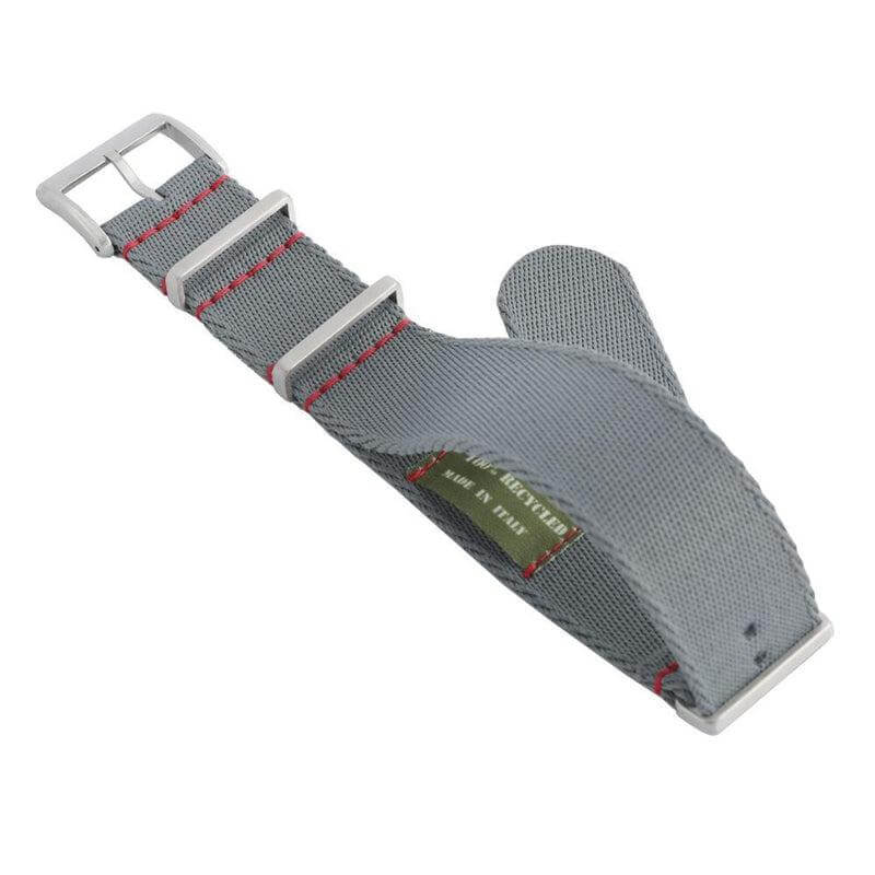 Premium Grey Nylon Military  Watch Strap with Red Stitches - Image 3