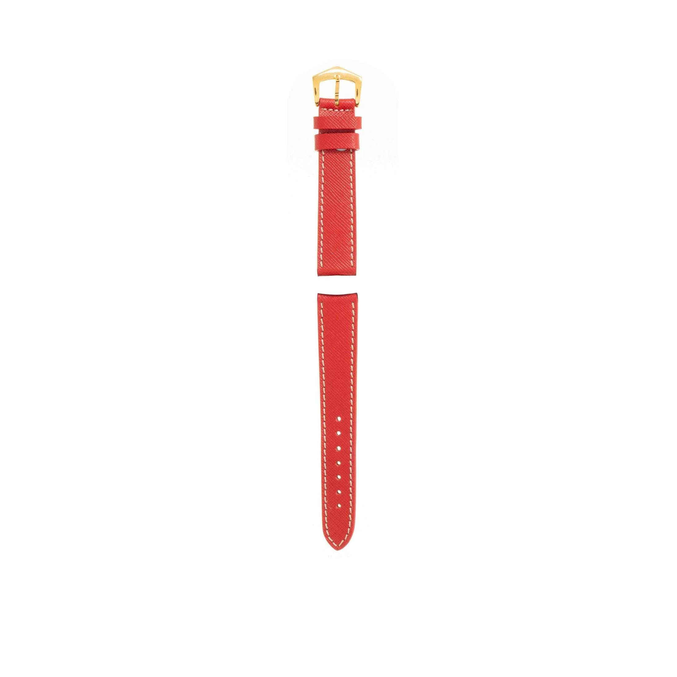 Red Hammered Calfskin Ecru Stitches Watch strap - Image 3