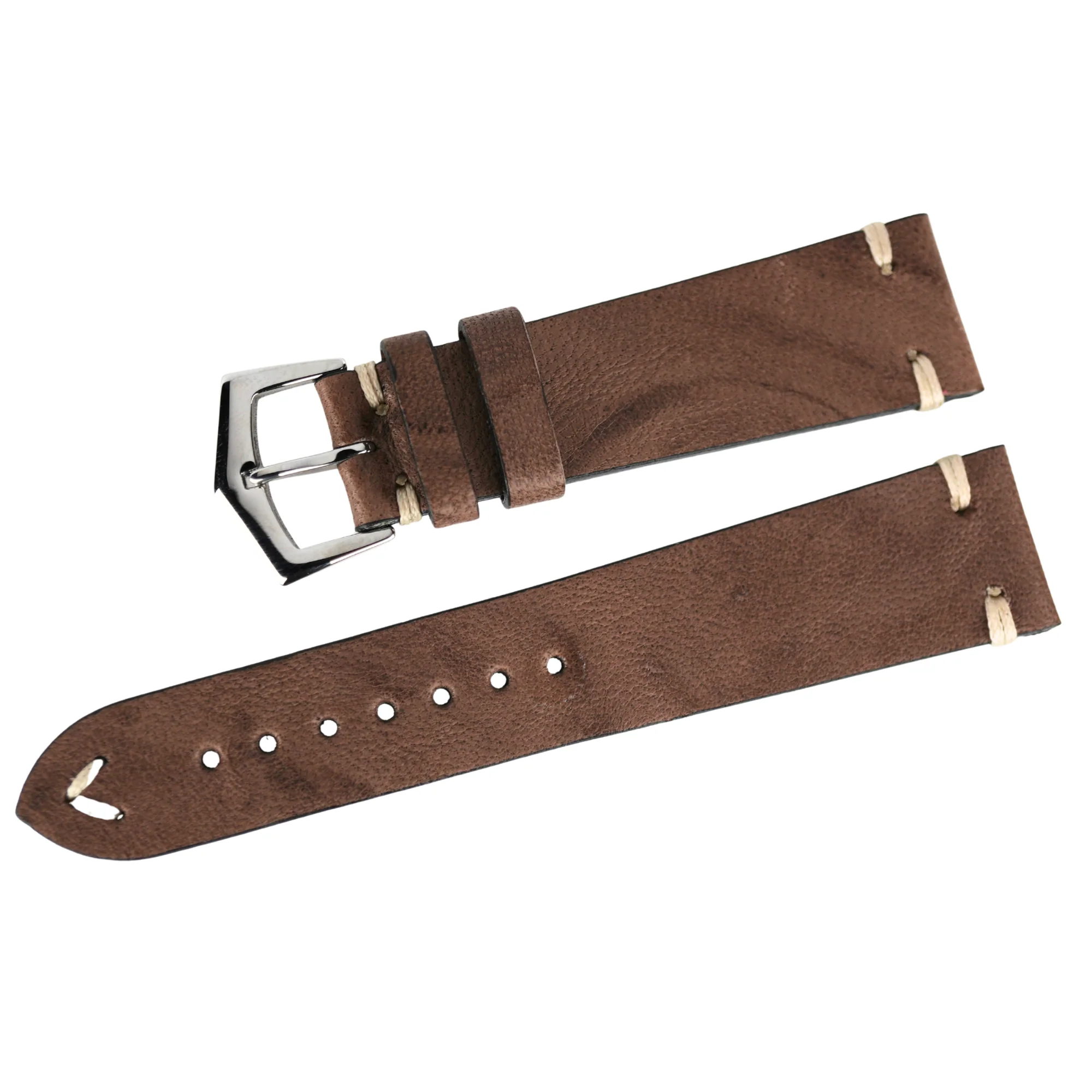 Dark Taupe Hand Brushed Vintage Leather Watch Strap - Image 4