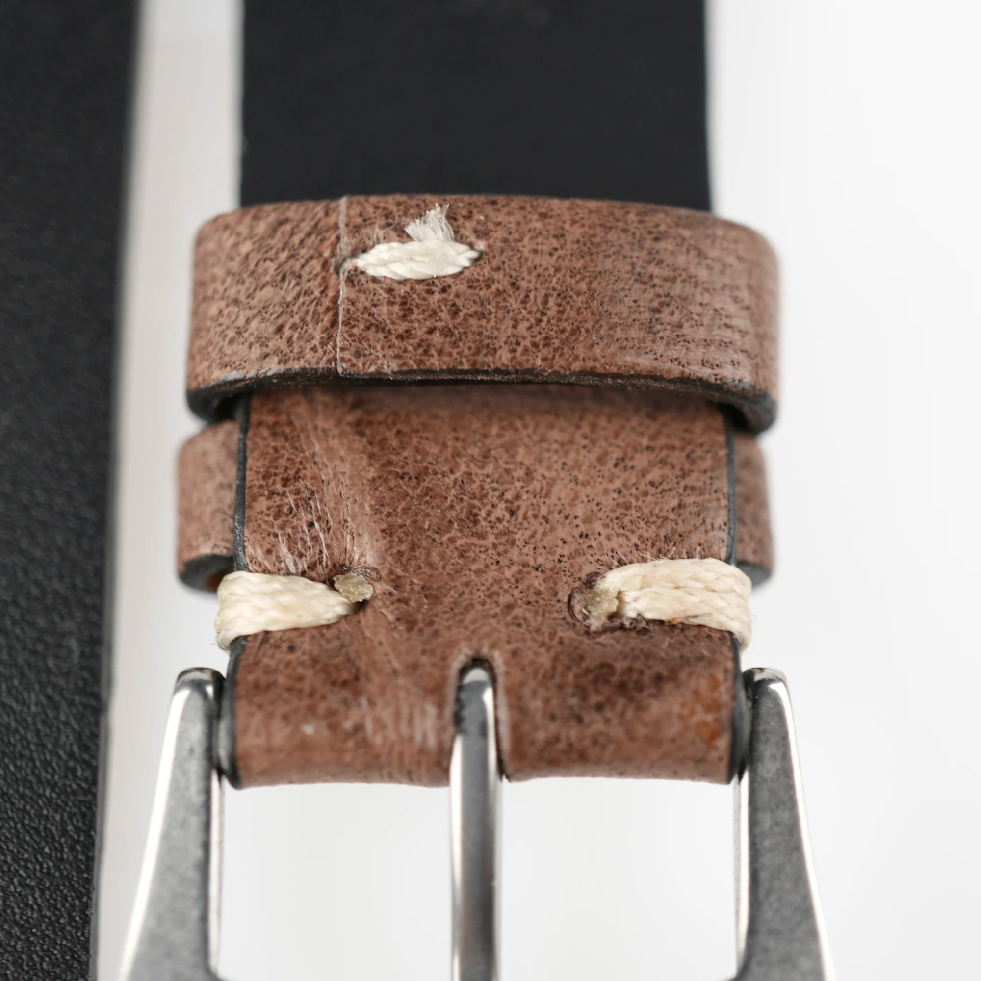 Dark Taupe Hand Brushed Vintage Leather Watch Strap - Image 6