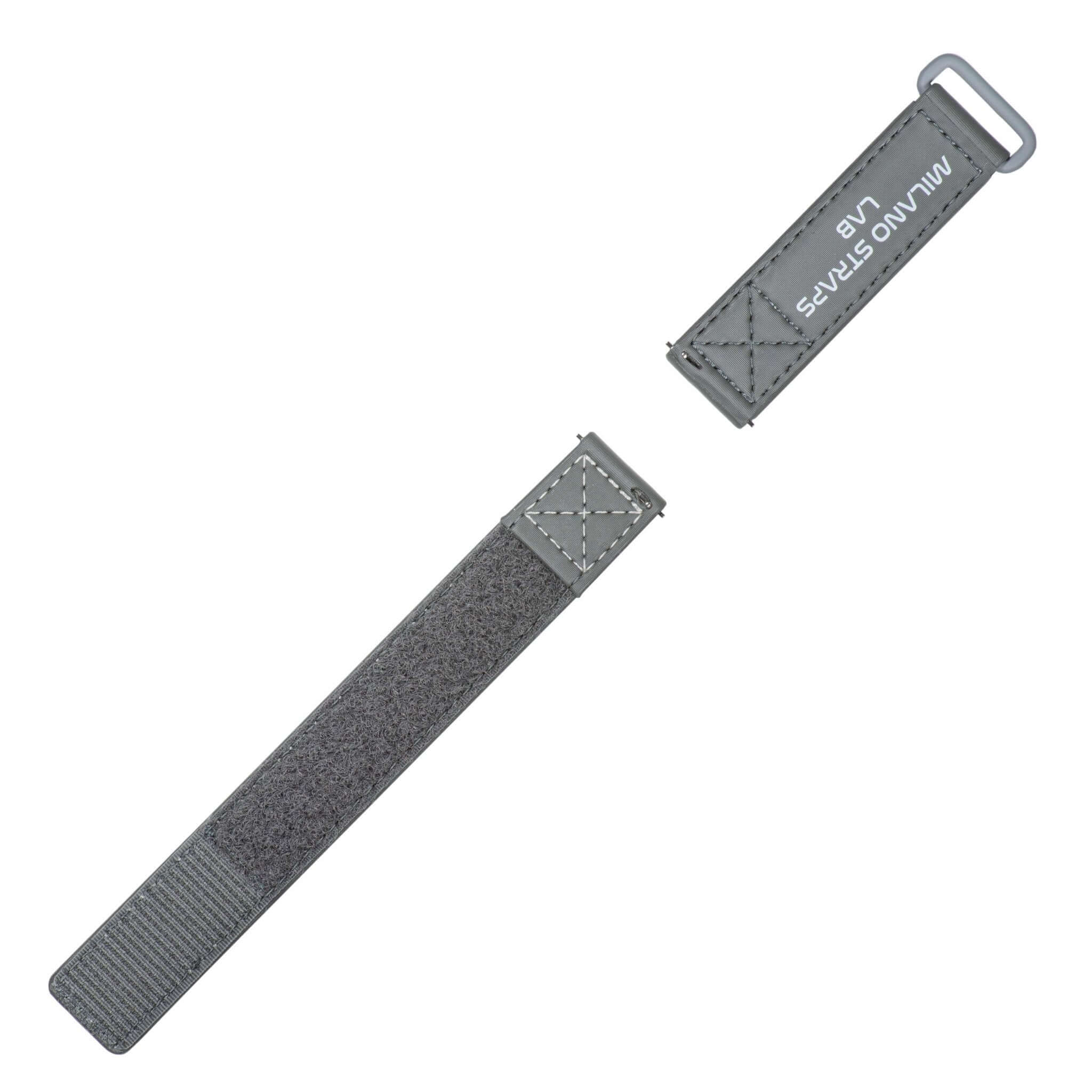 Grey Velcro Watch Band Ecru Stitches 20mm - Image 3