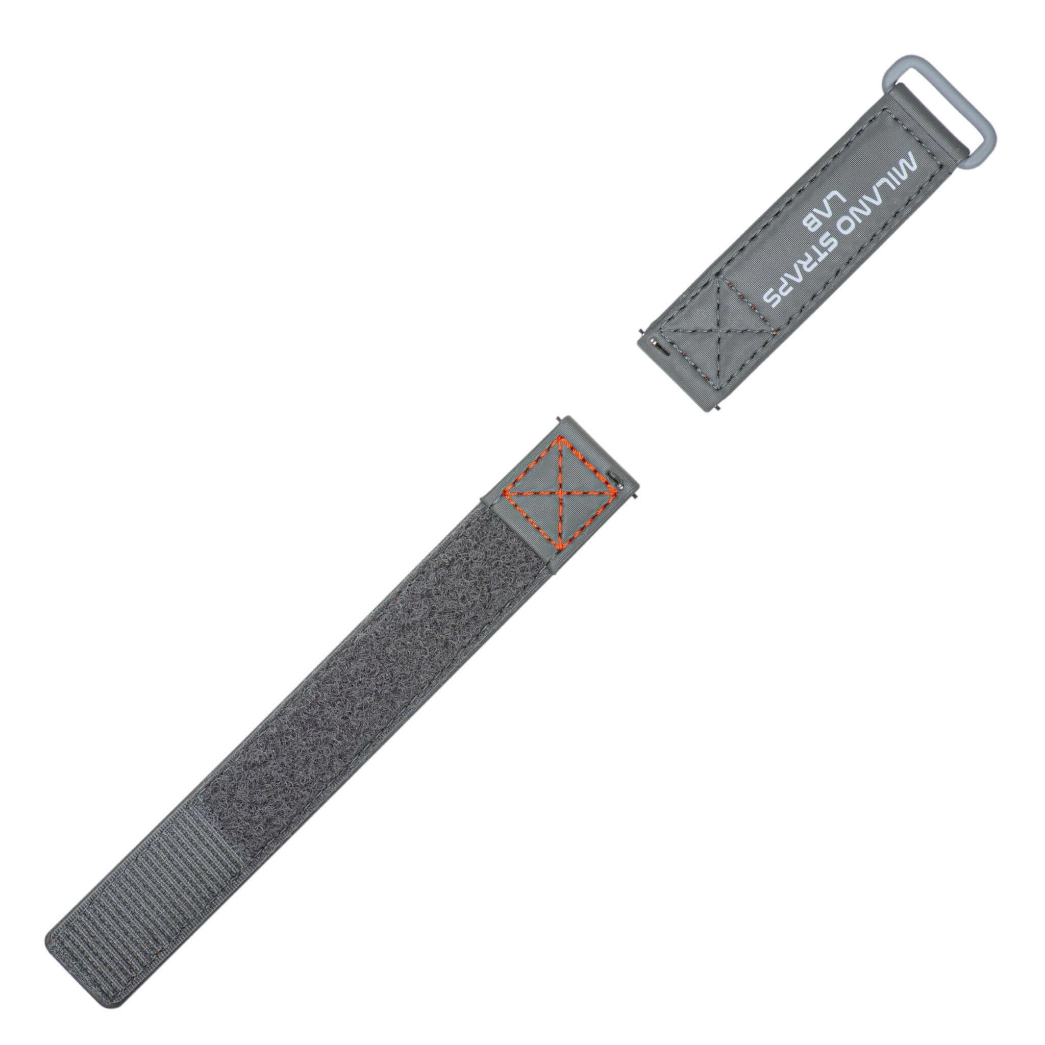 Grey Velcro Watch Band Red Stitches 20mm - Image 3